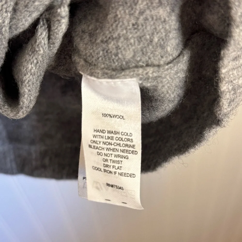 Ellen Tracy 100% Wool Oversized Full Zip Up Long Cardigan Gray Size Medium - Picture 9 of 14